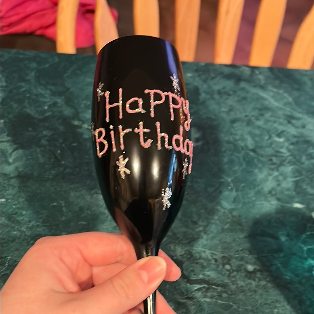 Black Happy Birthday Wine Glass